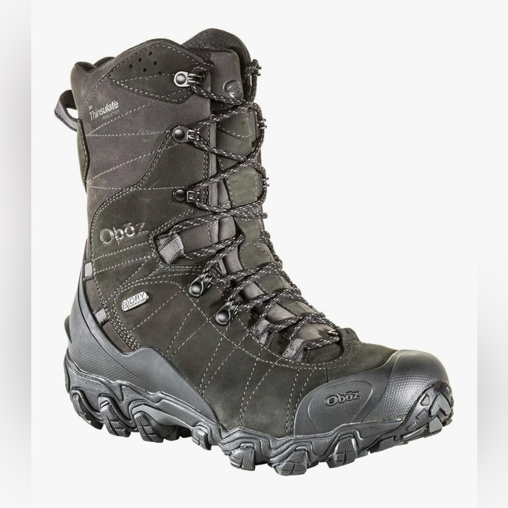 Oboz Bridger 10" insulated B-dry waterproof hiking boots, men's size 9